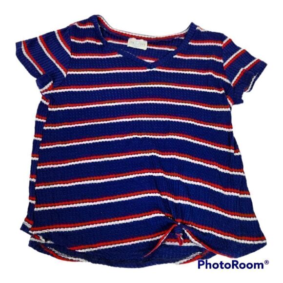 Jun & Ivy Multi Striped V Neck T Shirt - Picture 1 of 7